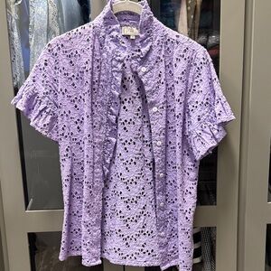 Purple Eyelet Button Down Shirt